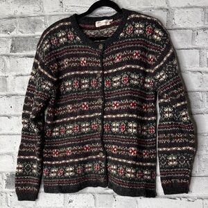 One On One Women's Patterned Shetland Wool Sweater Cardigan